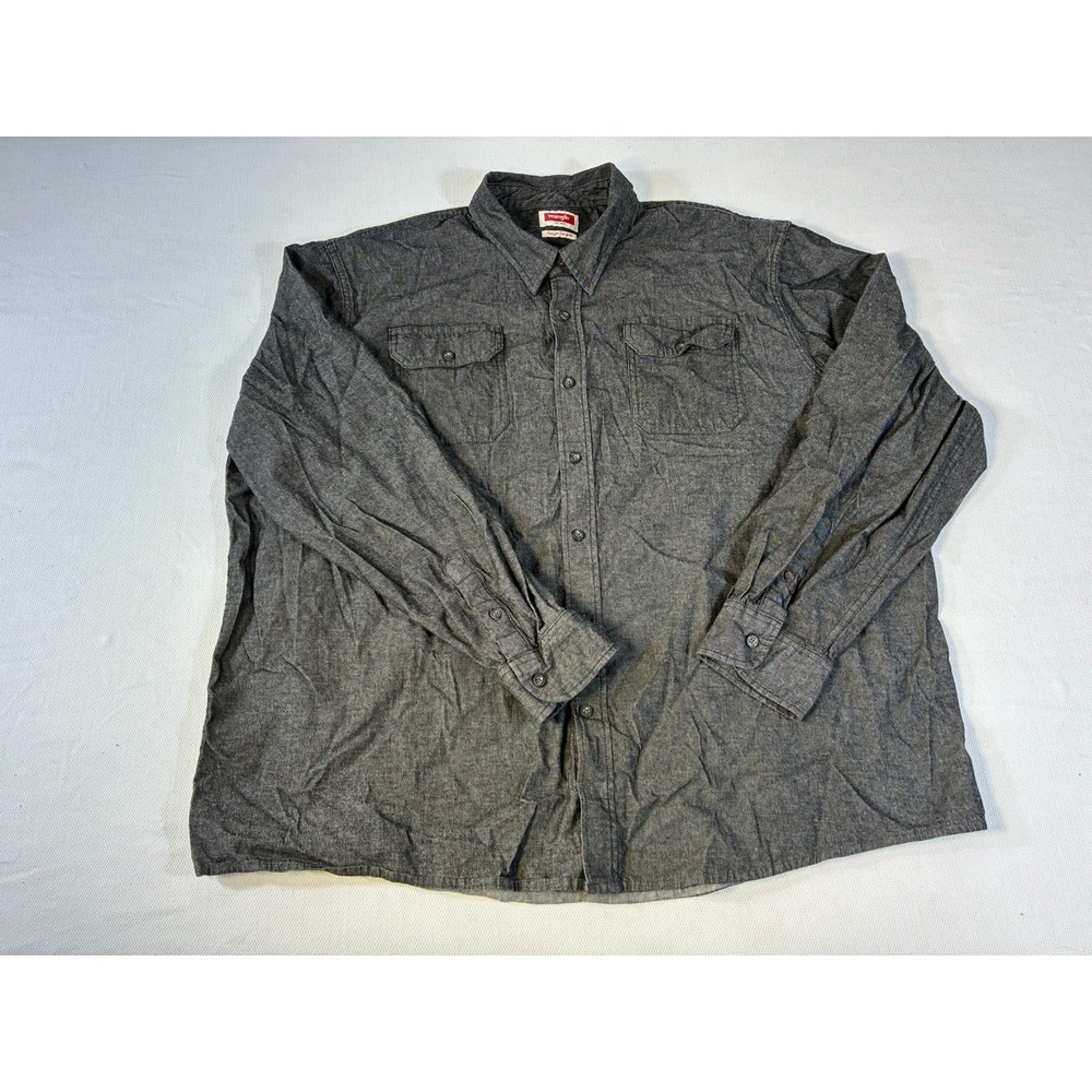 Wrangler Mens 3XL Tall Gray Long Sleeve‎ Button Up Shirt Flex for Comfort
